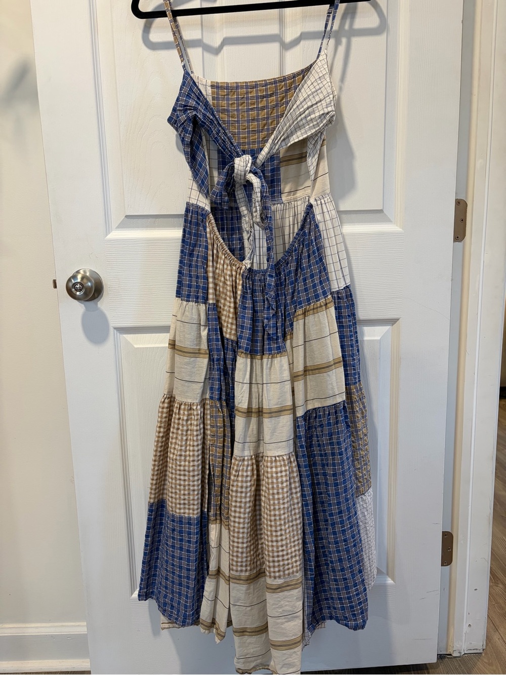 OhSevenDays Tori Dress, blue patchwork midi dress, size Large - Picture 8 of 8